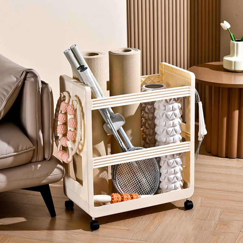 Sports Equipment Types - Yoga Supplies Storage Rack Movable Trolley