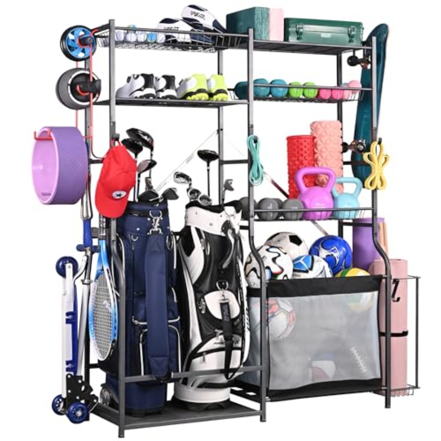 Sports Equipment Organizer Rack - Extra Large Golf Storage Ball Rack