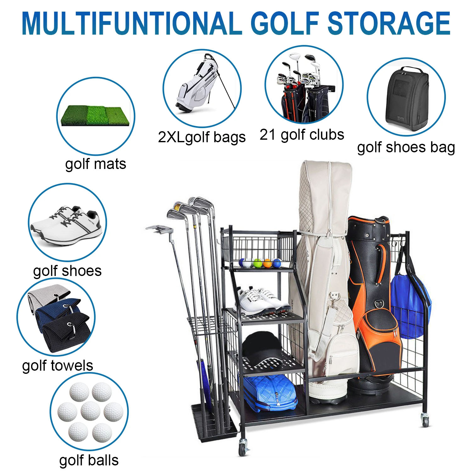 Golf Bag Storage Garage Organi - Sports Equipment Organizer Rack review and price
