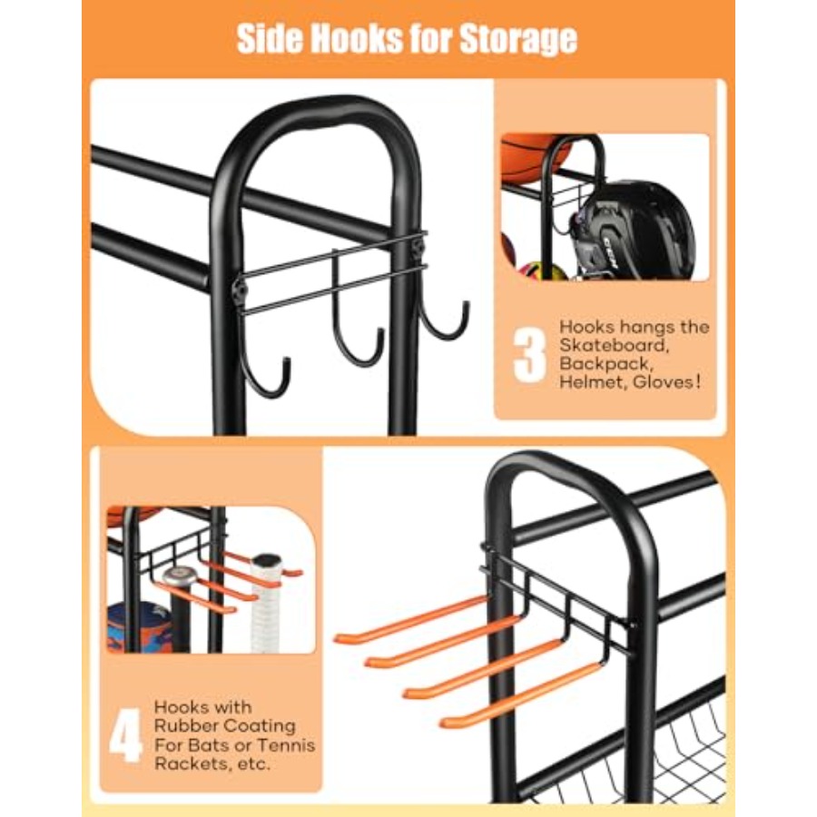 Basketball Rack Rolling Basket - Sports Equipment Organizer Rack review and price